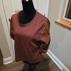 Athleta Women's Hybrid Tee in  Rust Brown